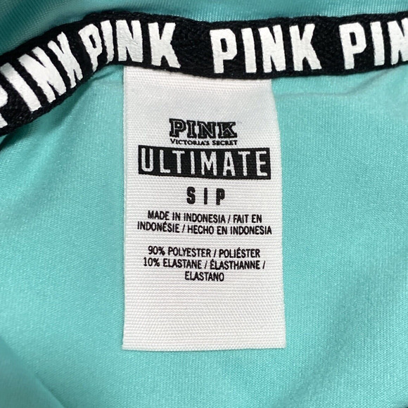PINK Victorias Secret Ultimate quarter zip pullover top mint green black size S - Picture 7 of 7